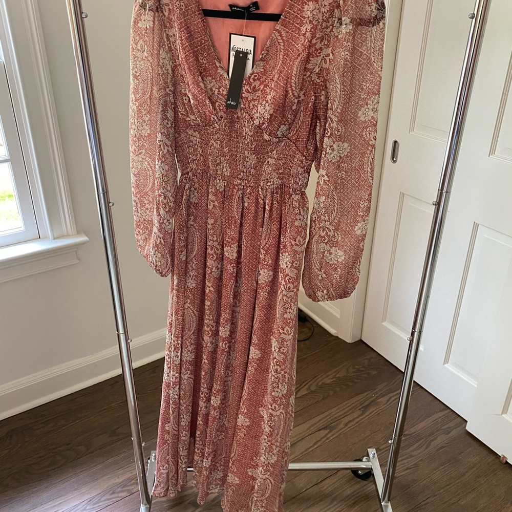Paisley maxi dress with sleeves